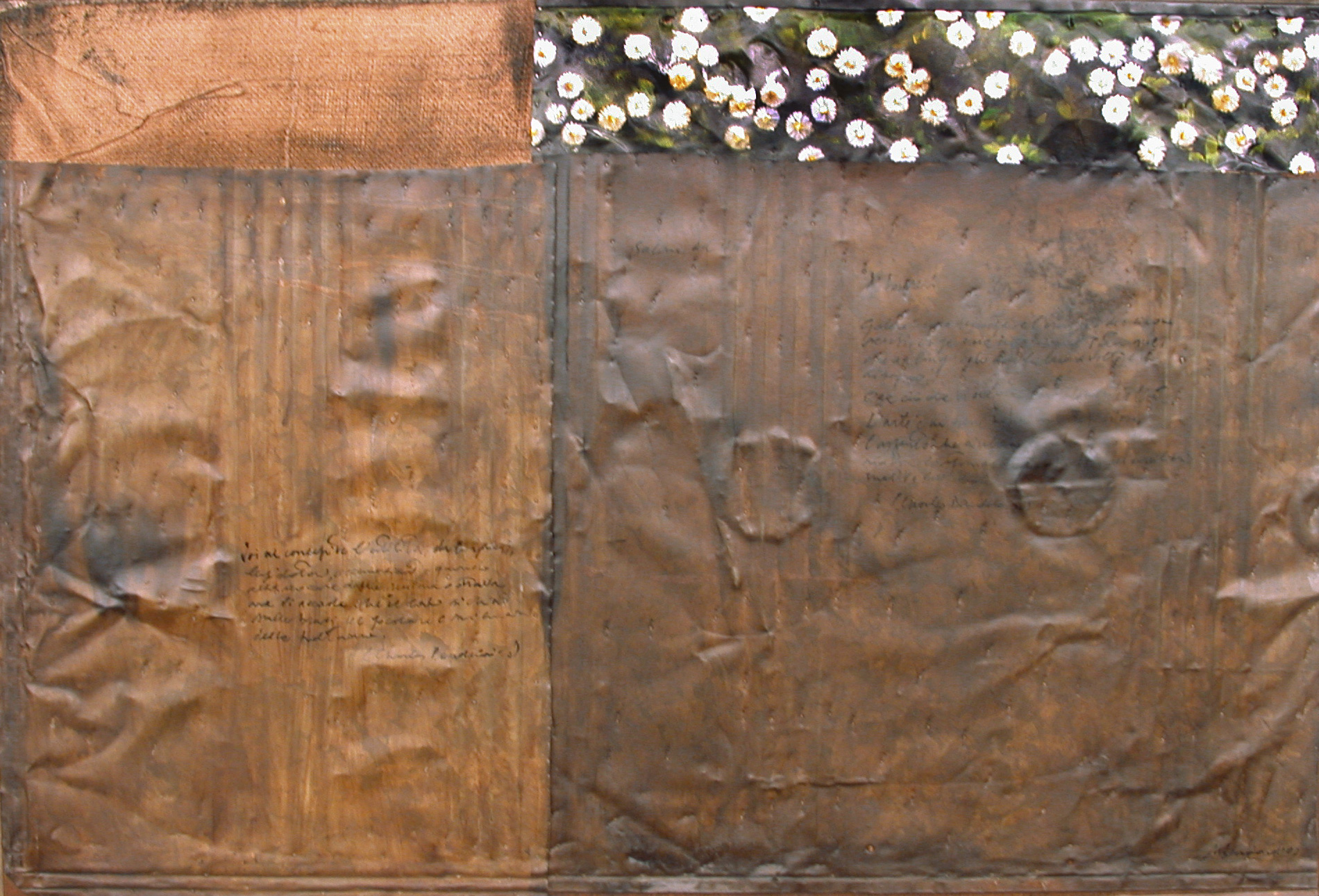 Margherite, olio su lamiera su legno, 90x120 cm, 2000, <br>Collezione Privata