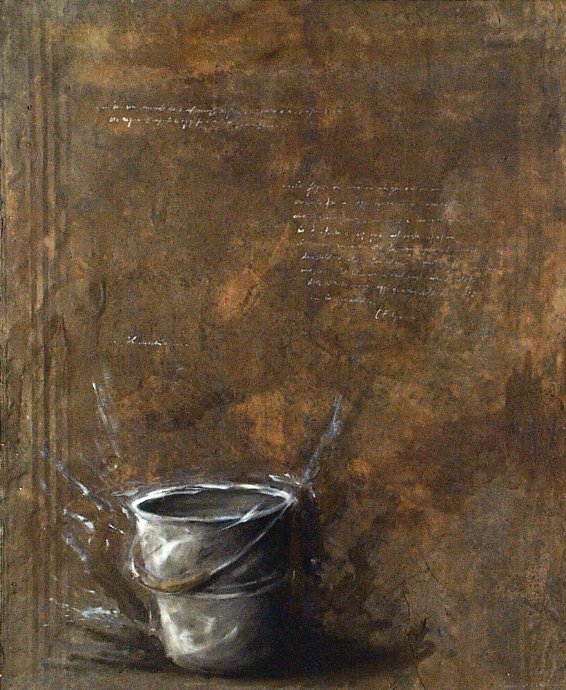 Secchio, olio su lamiera su legno, 170x80 cm, 2000, <br>Collezione Privata