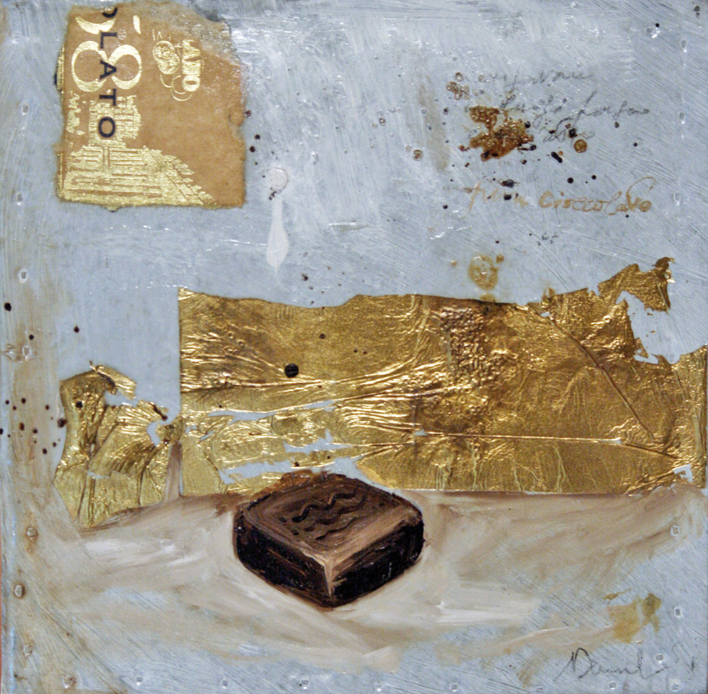 Dolcetto, olio e tecnica mista su lamiera, 20x20 cm, 2010, <br>Collezione Privata