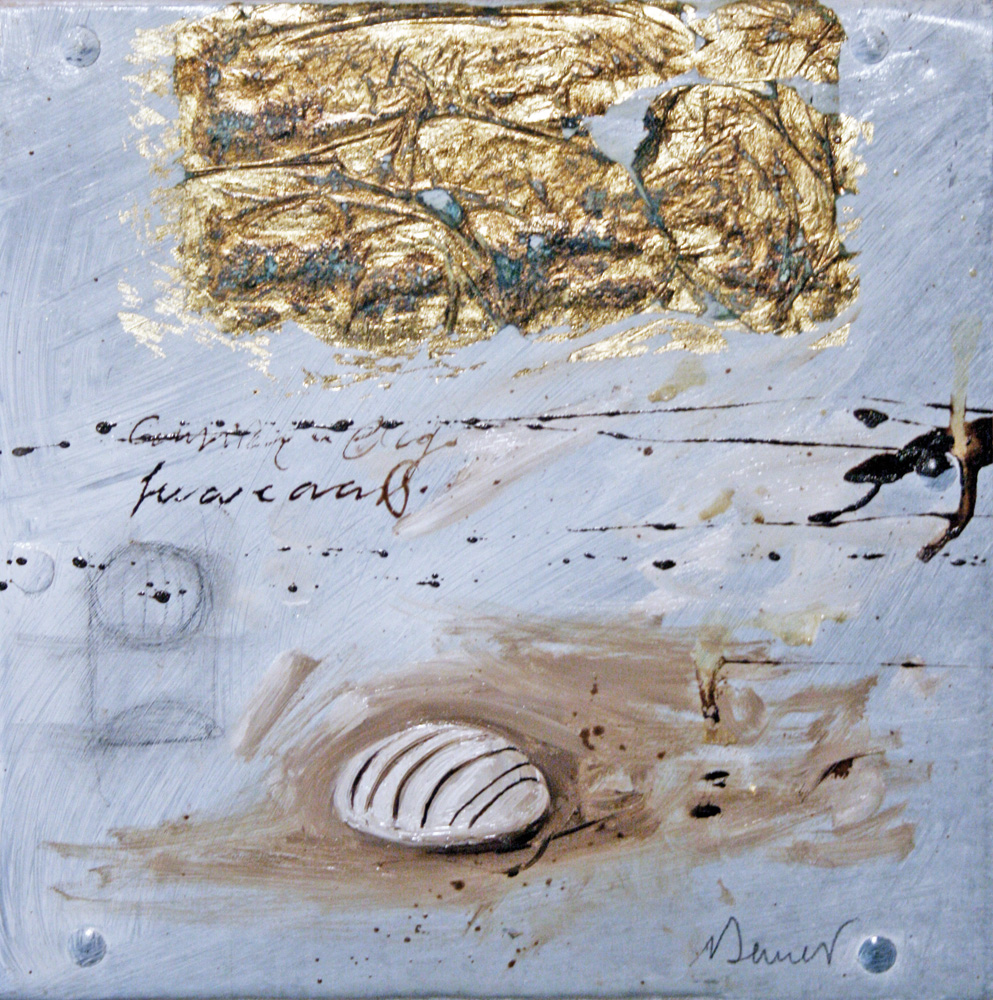 Bianchino, olio e tecnica mista su lamiera, 20x20 cm, 2010, <br>Collezione Privata