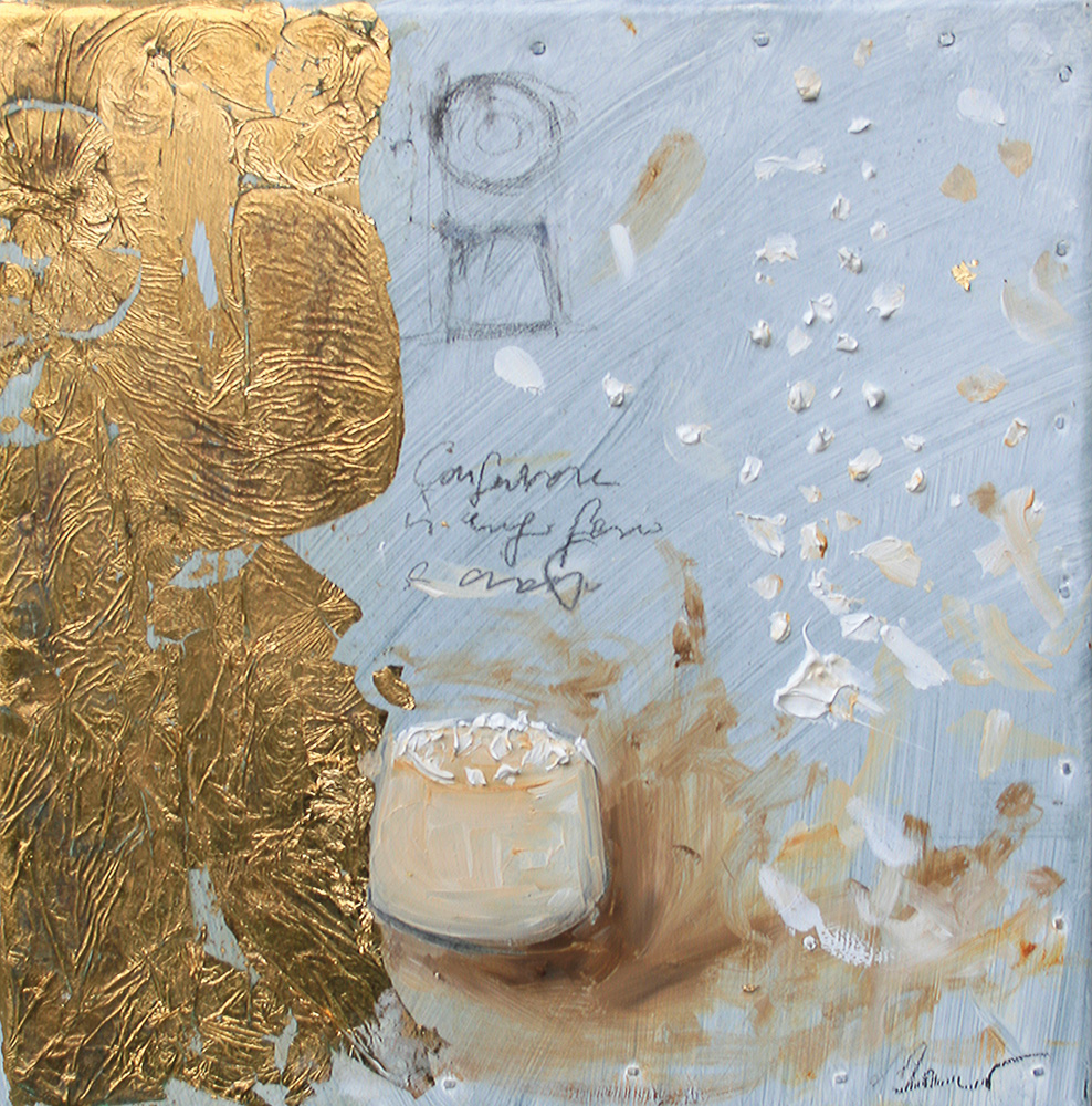 Bianco, olio e tecnica mista su lamiera, 20x20 cm, 2010, <br>Collezione Privata