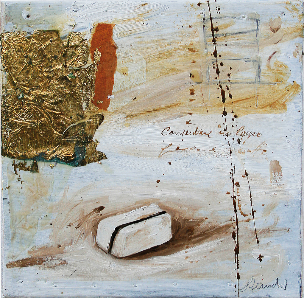 Bianco, olio e tecnica mista su lamiera, 20x20 cm, 2010, <br>Collezione Privata