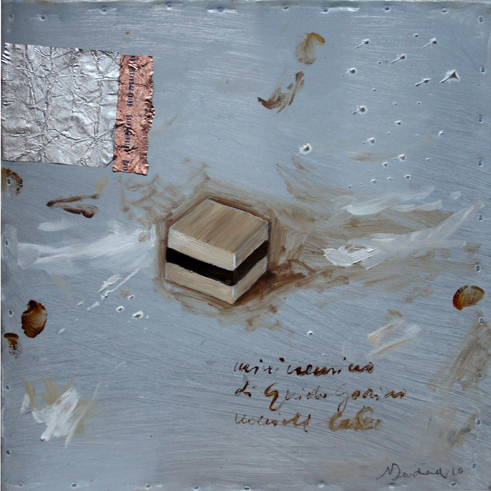 Mini cremino Gobino, olio e tecnica mista su lamiera, 20x20 cm, 2010, <br>Collezione Privata