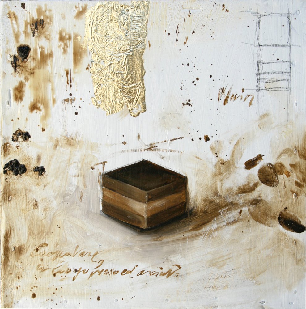 Cremino dark, olio e tecnica mista su lamiera, 20x20 cm, 2010, <br>Collezione Privata