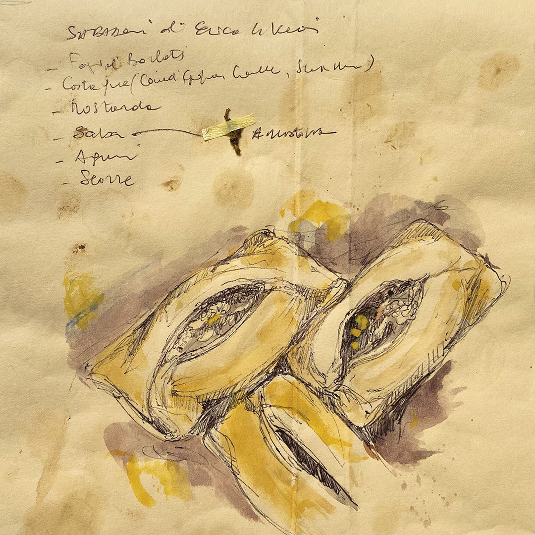 'I sabadoni di Erica Liverani' - Tecnica mista su carta da scenografia recuperata. Dimensioni indicative: 18x18 cm.